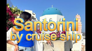 Santorini Greece by cruise ship with kids July 2023 Blue domes Oia Fira water taxi cable car NCL [upl. by Chantalle]