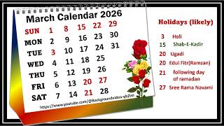 March Calendar 2026 marchcalender2026 [upl. by Hodess]