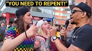 Lady Goes DEMON MODE on Street Preacher [upl. by Efar213]