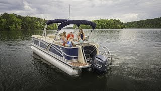 Godfrey Pontoon Boats  Sanpan 2500 Bar  Rough amp Salt Water Pontoon Boat on Barnegat Bay [upl. by Eamanna]