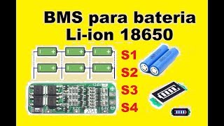 BMS para bateria Liion 18650 Placa de Proteção S1 S2 S3 S4 e indicador de carga saiba como funciona [upl. by Quiteris]