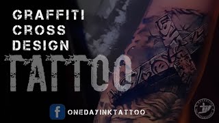 graffiti cross tattoo design onedayinktattoo [upl. by Ellierim]