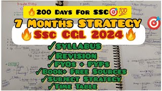 Complete 7 Months STRATEGY for SSC CGL 2024🔥💯🎯 100 Effective Timetable📚 ssccgl ssc asopreeti [upl. by Gerstein24]