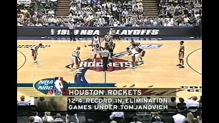 NBA On NBC  Lakers  Rockets 1999 Playoffs R1 Game 4 Highlights [upl. by Ardnosal]