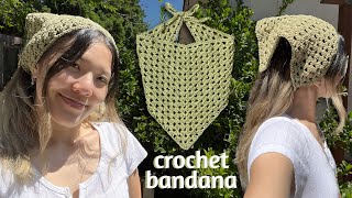 Crochet Granny Square Triangle BandanaHeadscarf Tutorial [upl. by Inhoj614]