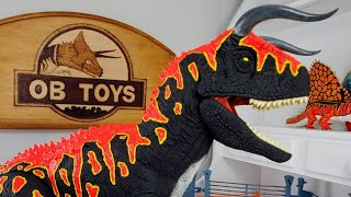 CUSTOM OB TOYS SUPER COLOSSAL DEMON CARNOTAURUS GLOW IN THE DARK DINOSAUR TOY REPAINT  TORO MATTEL [upl. by Navert]