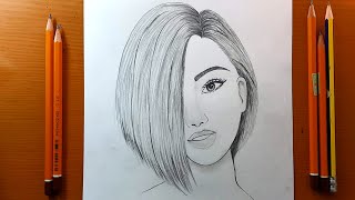 Disegni facili  Una ragazza con bei capelli  schizzo a matita passo dopo passo [upl. by Nesiaj900]