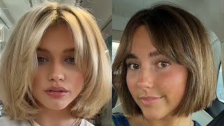 Latest and stylish Short layered Stacked bob haircut and hairstyles trends 2024 [upl. by Ahseyn]