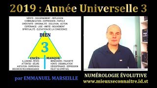 2019 Année Universelle 3 Numérologie Evolutive [upl. by Asaph]