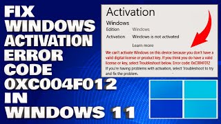 How To Fix The Windows Activation Error Code 0xc004f012 in Windows 1110 Solution [upl. by Yrelav]