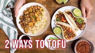 2 Easy Vegan Tofu Dinner Ideas  Crispy Tofu in Garlic Sauce  Tofu Taco Crumbles [upl. by Isidora]