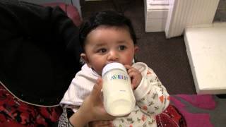 Baby drinking bottle milk  4 months old [upl. by Matejka]