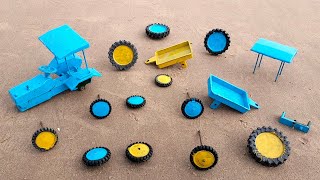 Mini tractor trolley and back frent tyres fitting diy tractor video [upl. by Thurlough]