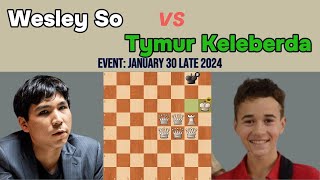 Wesley So vs Tymur Keleberda  January 30 Late 2024  NimzoIndian Defense [upl. by Schug]