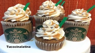 Cupcakes de Calabaza con sabor a cafe STARBUCKS Pumpkin spice latte [upl. by Oelc]