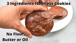 3 Ingredients Chocolate Cookies Without Flour Butter or Oil [upl. by Jennings230]