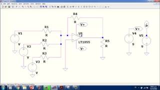 Circuito sumador con amplificadores operacionales LTSpice [upl. by Trebloc]