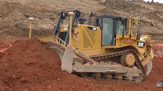 A Big Caterpillar D8T Dozer Pushing Dirt [upl. by Frazer]