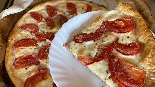 TARTE TOMATES MOZZARELLA 🍕recette facile et rapide  seulement 3 ingrédients asmr food recipe [upl. by Etom]