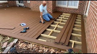 How To Install Picture Frame Trex Composite Decking on Concrete Slab  Backyard Makeover  DIY [upl. by Nahgem231]