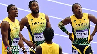 Jamaica shockingly fails to advance to mens 4x100m relay final  Paris Olympics  NBC Sports [upl. by Aroda]