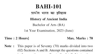 Uou BA First Year History Question Paper  Uou Bahi 101 Question Paper  Bahi 101  Uou [upl. by Welcy]