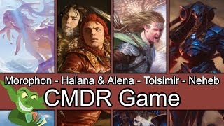 Morophon vs Halana amp Alena vs Tolsimir vs Neheb EDH  CMDR game play for Magic The Gathering [upl. by Farlee443]