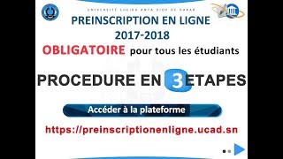 UCAD  Préinscription en ligne 20172018 [upl. by Ysnat]