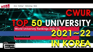 2022 CWUR TOP UNIVERSITY 50 in KOREA [upl. by Ambie]