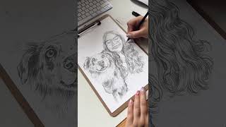 drawing people and their furry best friends 🥹 commissions portrait pencildrawing [upl. by Lunnete]