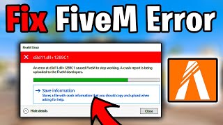 FiveM An error at d3d11dll 1289C1 caused FiveM to stop working Fix FiveM Error [upl. by Cheung590]