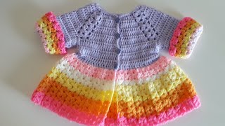 Crochet 34 How to crochet the quotClusterquot springsummer girls cardigan  Part 1 [upl. by Hadias]