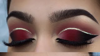 tutorial  Red cut crease  glitter [upl. by Tabbitha]