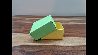 How to make a Paper Box with Lid l Step by step tutorial  Easy Origami Beautiful Storage Box amp Lid [upl. by Nageam]