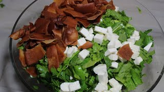 Fattoush salad with cheese vegetables and toasted bread on its origins [upl. by Leanora]