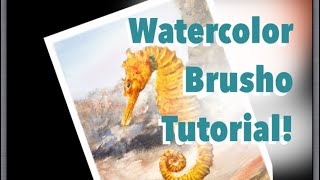 Seahorsing Around  A Watercolor amp Brusho Painting Tutorial by Ward Jene Stroud [upl. by Waylon523]