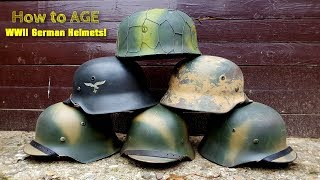 WW2 German Helmet  HOW to AGE Camouflage and Aging  HOW to add chicken wire on your Helmet [upl. by Ardnak]