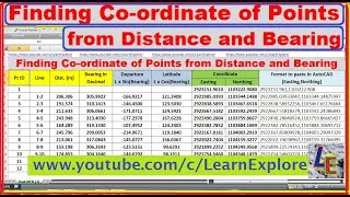 How to Calculate coordinates from distance and bearing where we have coordinate of a known point [upl. by Covell940]