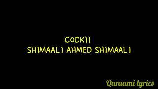 HEESTII IISHA YAREEY  SHIMAALI AHMED SHIMAALI  BY QARAAMI LYRICS [upl. by Atihana]