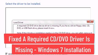 Windows 7 Fixes A Required CDDVD Driver is Missing USB Windows 7 Installation Error [upl. by Ehcropal847]