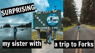 SURPRISING My Sister With a Trip to FORKS  Twilight Tour Vlog  Forks Washington [upl. by Lucey]