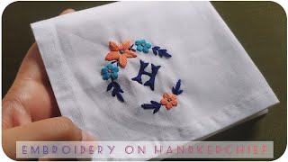 How to Embroder on handkerchief  Letter Embroidery on handkerchief  Lets Explore [upl. by Carlye]