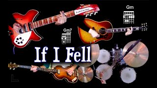 If I Fell  Guitars Bass amp Drums w Chords amp Lyrics  Instrumental Cover [upl. by Wadell939]