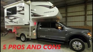 Host Triple Slide Out Truck Camper and F550 Flat Bed  5 Pros and Cons of Our Truck and Camper [upl. by Antipas]