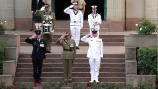 The AFG and Warrant Officers form Navy Army amp Air Force at the days closing ceremony of the AWM [upl. by Domela882]