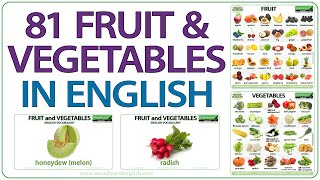 Fruit and Vegetables in English  Learn names of fruit and vegetables  English vocabulary lesson [upl. by Botzow]