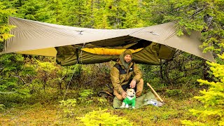 Camping In Rain With Hammock Tent [upl. by Ruhtracm]