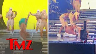 Karol G Falls MidPerformance in Miami  TMZ [upl. by Wrennie]