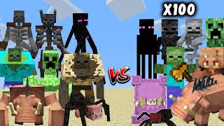 All Mutant Mob vs x100 of its Normal Minecraft Mobs  Minecraft Mob Battle [upl. by Avehsile]