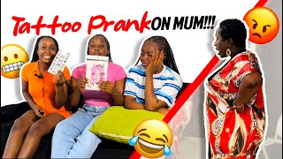 TATTOO PRANK ON OUR AFRICAN MUM😮 She didn’t find it funny😭😬 [upl. by Ellerehc]